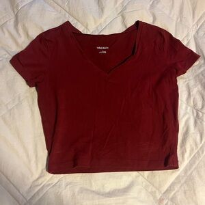 Maroon v-neck baby tee size: medium brand: wild fable